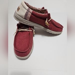 Hey Dude Red Loafers Slip-On Casual Shoes